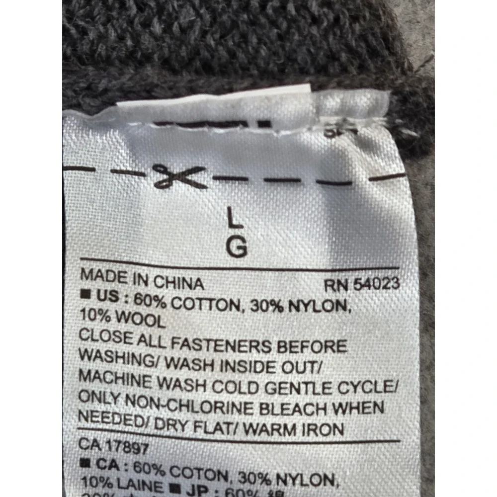 Banana Republic Mock Button Neck Sweater Mens L Wool Blend Charcoal Dada Grandpa
